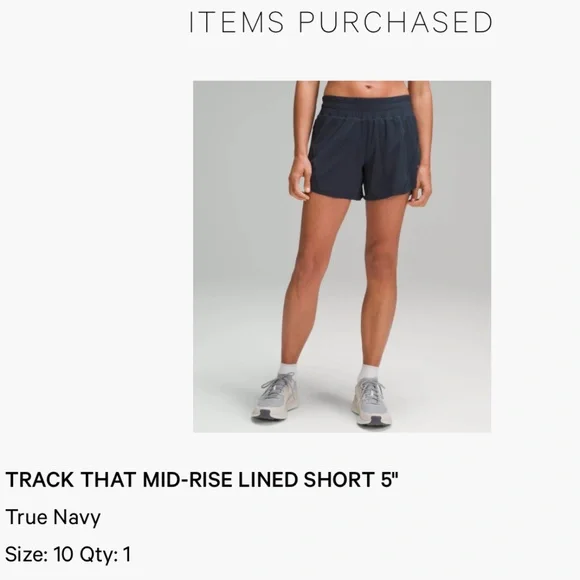 EUC Lululemon Track That Mid-Rise Lined Short 5" - True Navy - Size 10 - Picture 1 of 6
